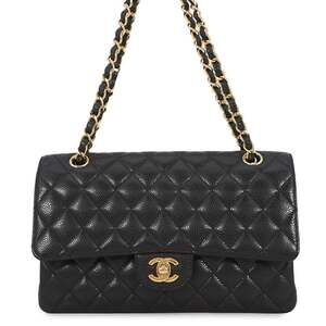 Chanel Chain Shoulder Bag Matelassé 25 Coco Mark Caviar Skin Double A01112 CH...